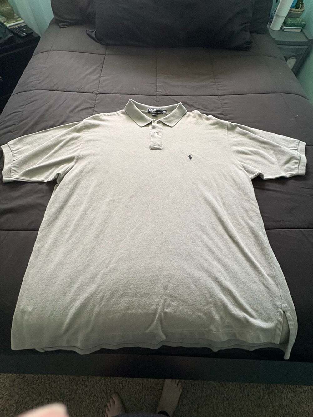 Vintage Polo Ralph Lauren Gray Cotton Pique Mesh Short Sleeve Polo Shirt XXL